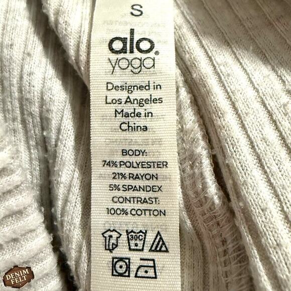 Alo Yoga Muse Hoodie & Sweatpants Ribbed Lounge 2 Piece Set Ivory Size Small - Picture 13 of 16